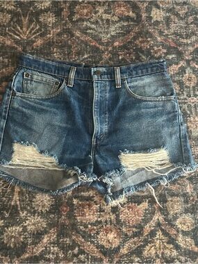 Levi's Distressed Blue Denim Cutoff Shorts